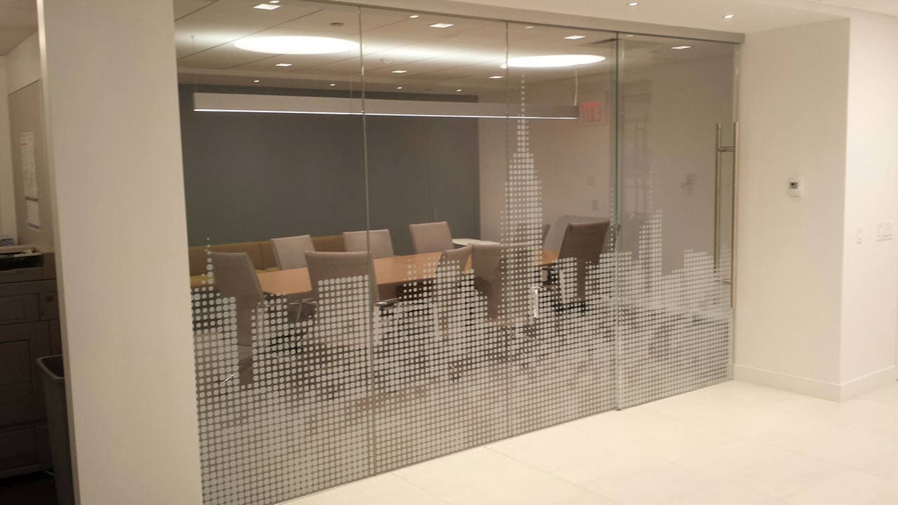 decorative film on conference room glass wall